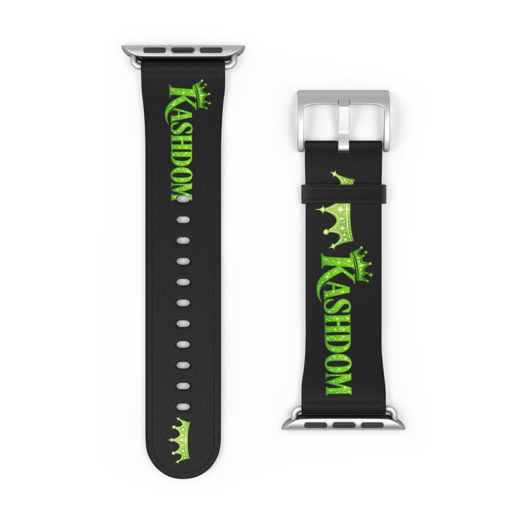 Kashdom Neon Green Logo Watch Band — Black Silicone Apple Watch Strap