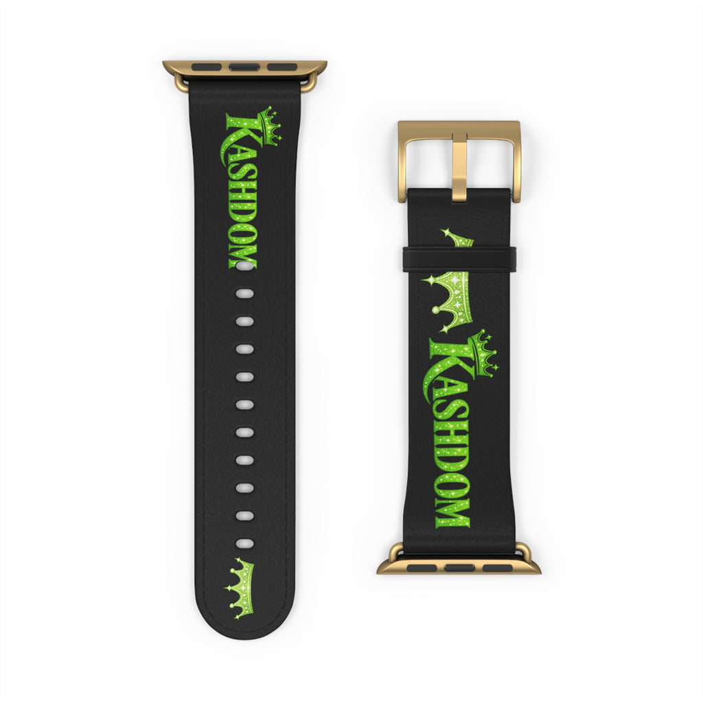 Kashdom Neon Green Logo Watch Band — Black Silicone Apple Watch Strap