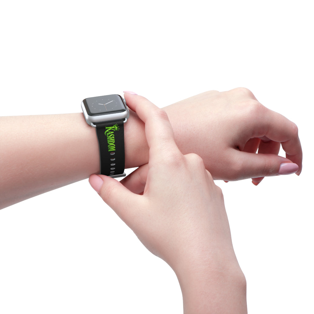 Kashdom Neon Green Logo Watch Band — Black Silicone Apple Watch Strap