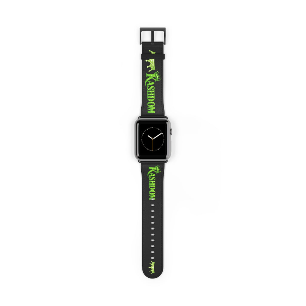 Kashdom Neon Green Logo Watch Band — Black Silicone Apple Watch Strap