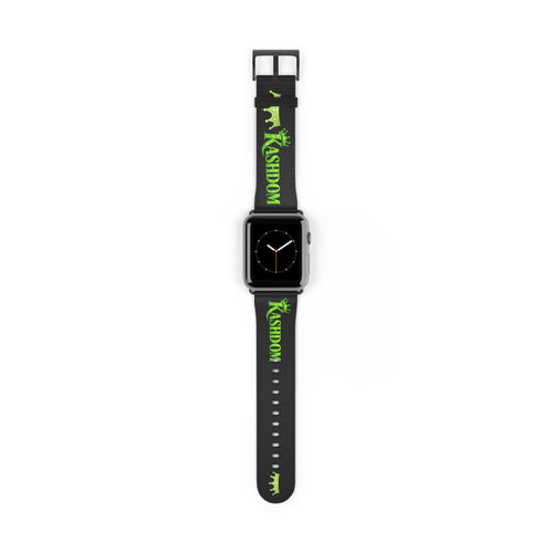 Kashdom Neon Green Logo Watch Band — Black Silicone Apple Watch Strap