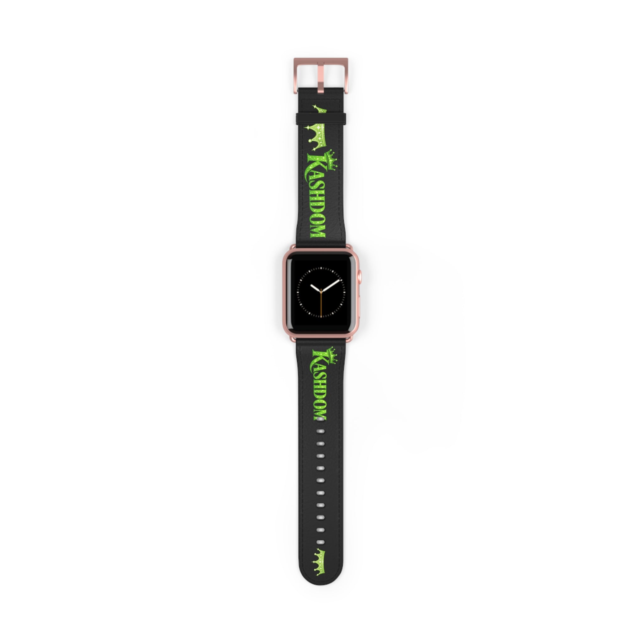 Kashdom Neon Green Logo Watch Band — Black Silicone Apple Watch Strap