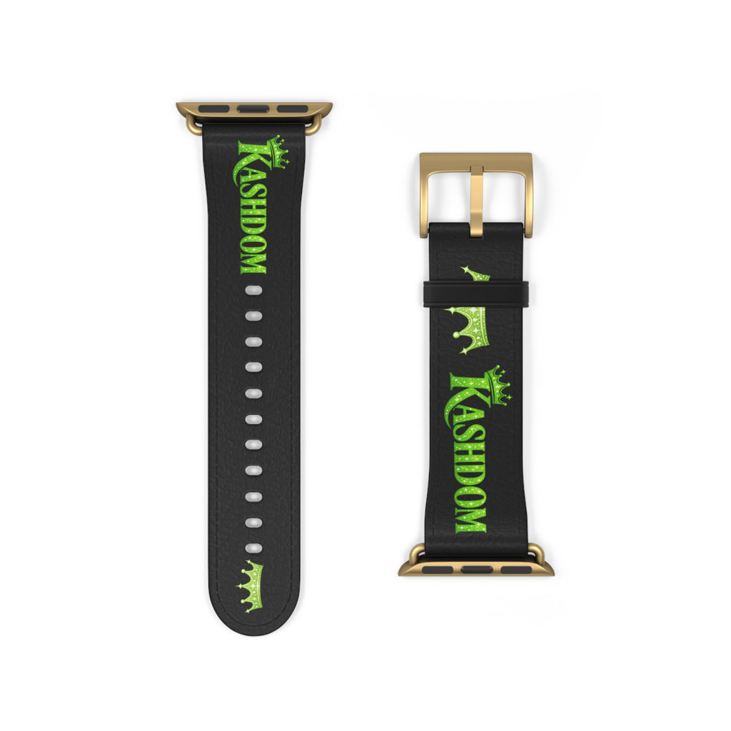 Kashdom Neon Green Logo Watch Band — Black Silicone Apple Watch Strap