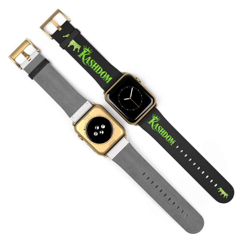 Kashdom Neon Green Logo Watch Band — Black Silicone Apple Watch Strap