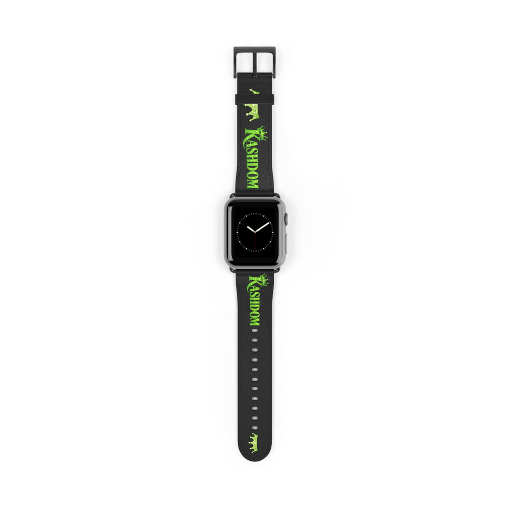 Kashdom Neon Green Logo Watch Band — Black Silicone Apple Watch Strap
