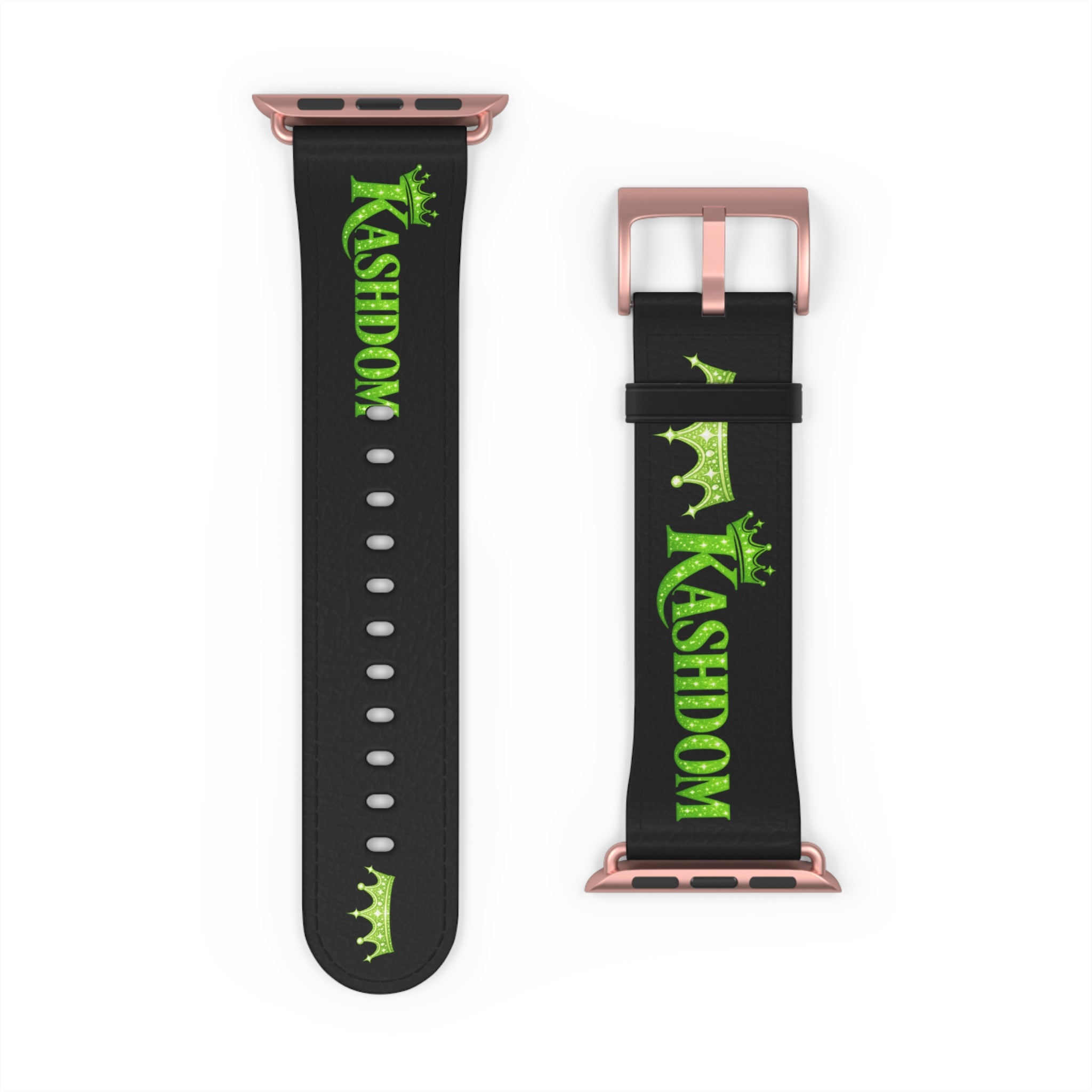 Kashdom Neon Green Logo Watch Band — Black Silicone Apple Watch Strap