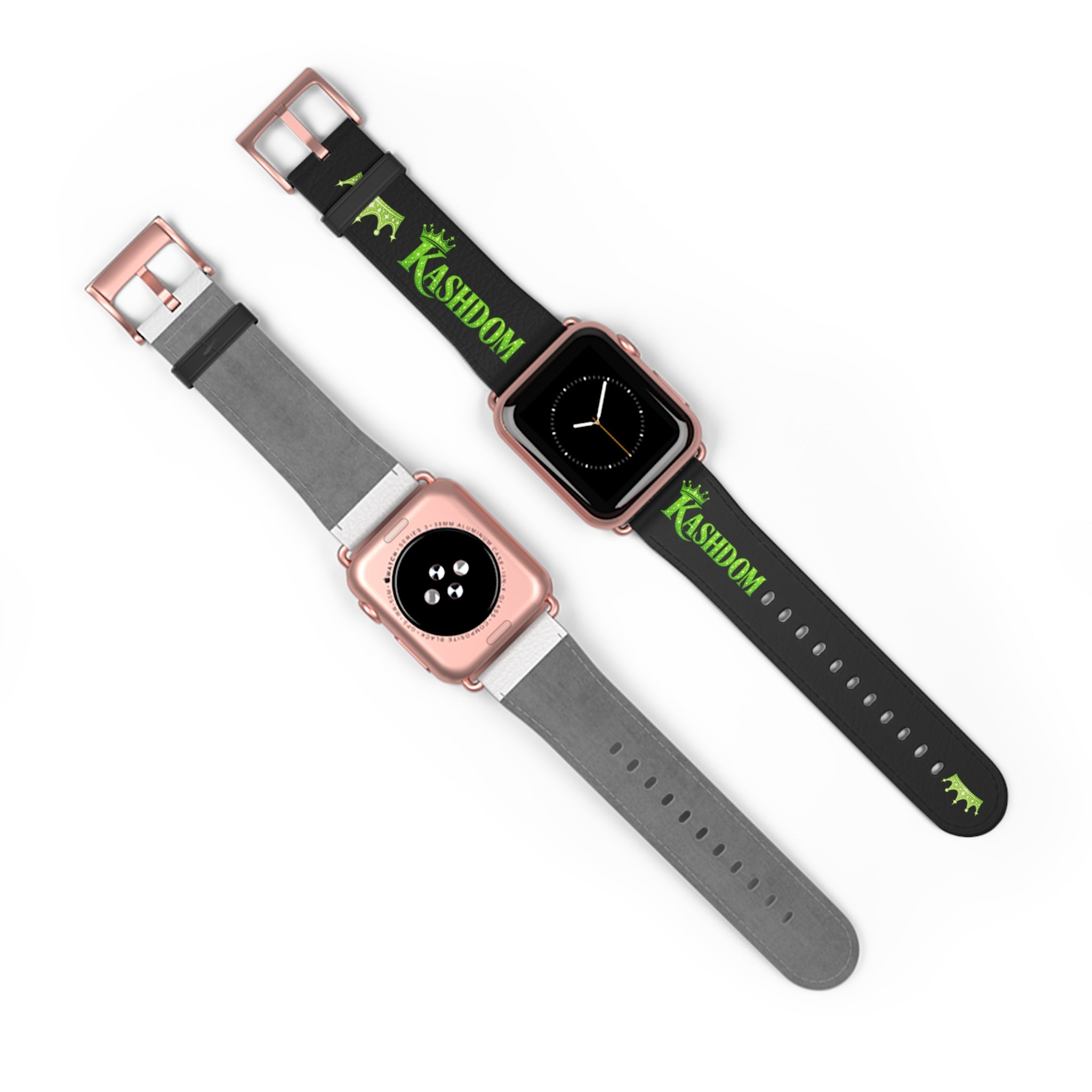 Kashdom Neon Green Logo Watch Band — Black Silicone Apple Watch Strap