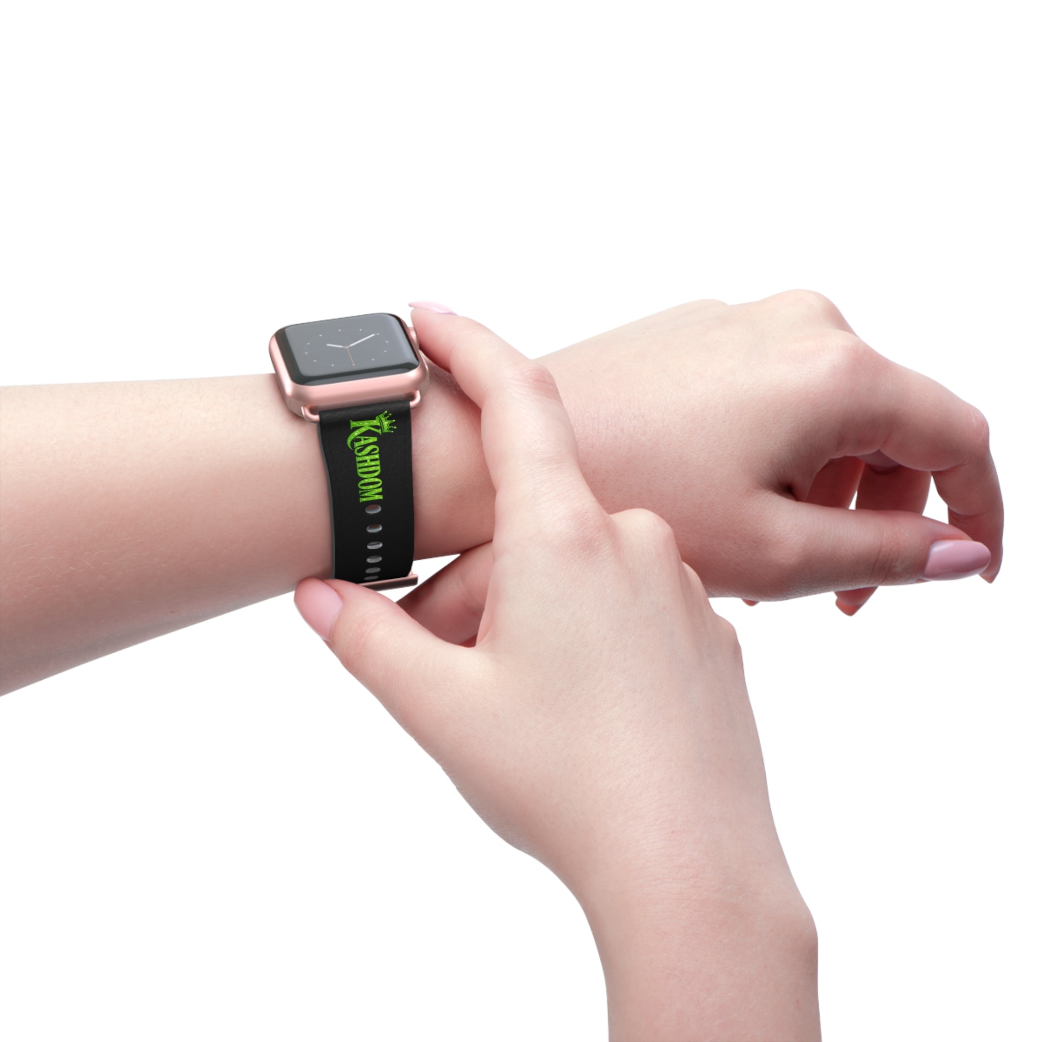 Kashdom Neon Green Logo Watch Band — Black Silicone Apple Watch Strap