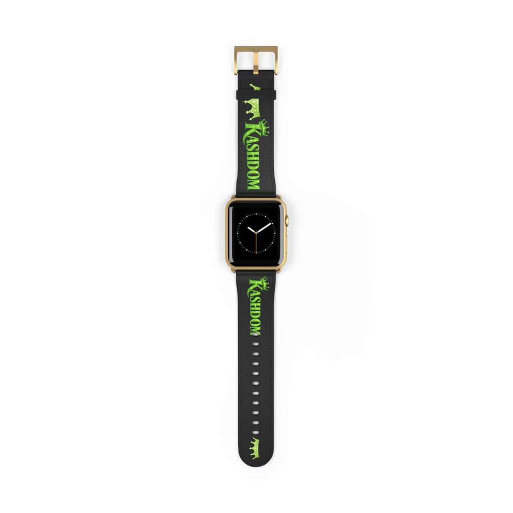 Kashdom Neon Green Logo Watch Band — Black Silicone Apple Watch Strap