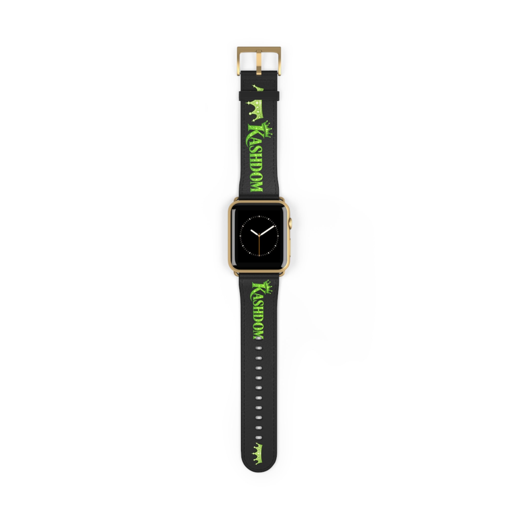 Kashdom Neon Green Logo Watch Band — Black Silicone Apple Watch Strap