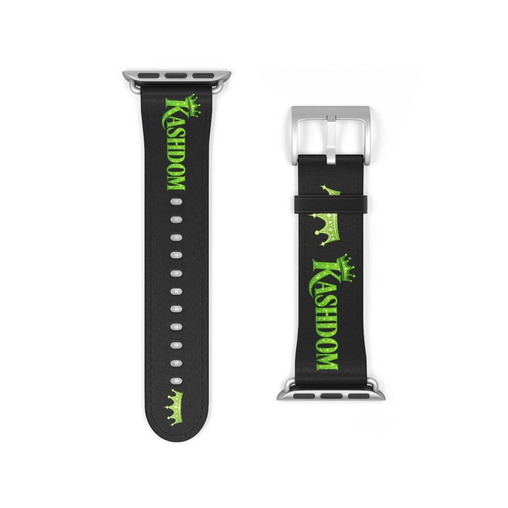 Kashdom Neon Green Logo Watch Band — Black Silicone Apple Watch Strap