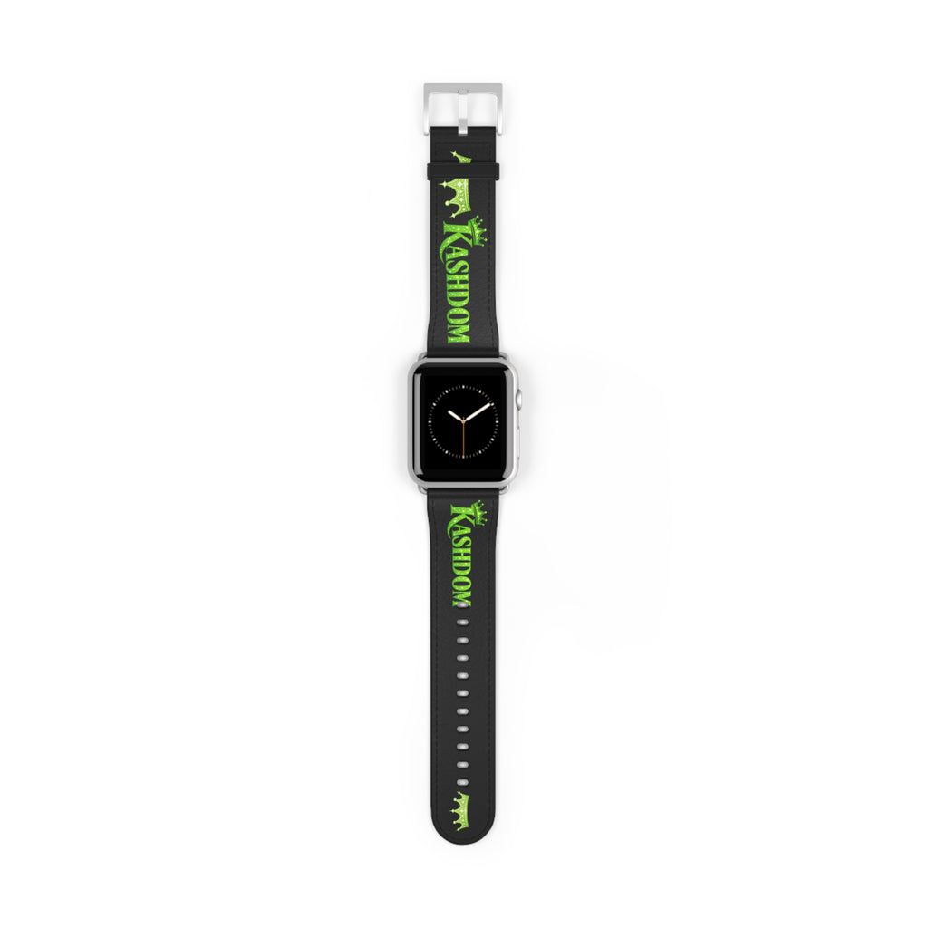 Kashdom Neon Green Logo Watch Band — Black Silicone Apple Watch Strap