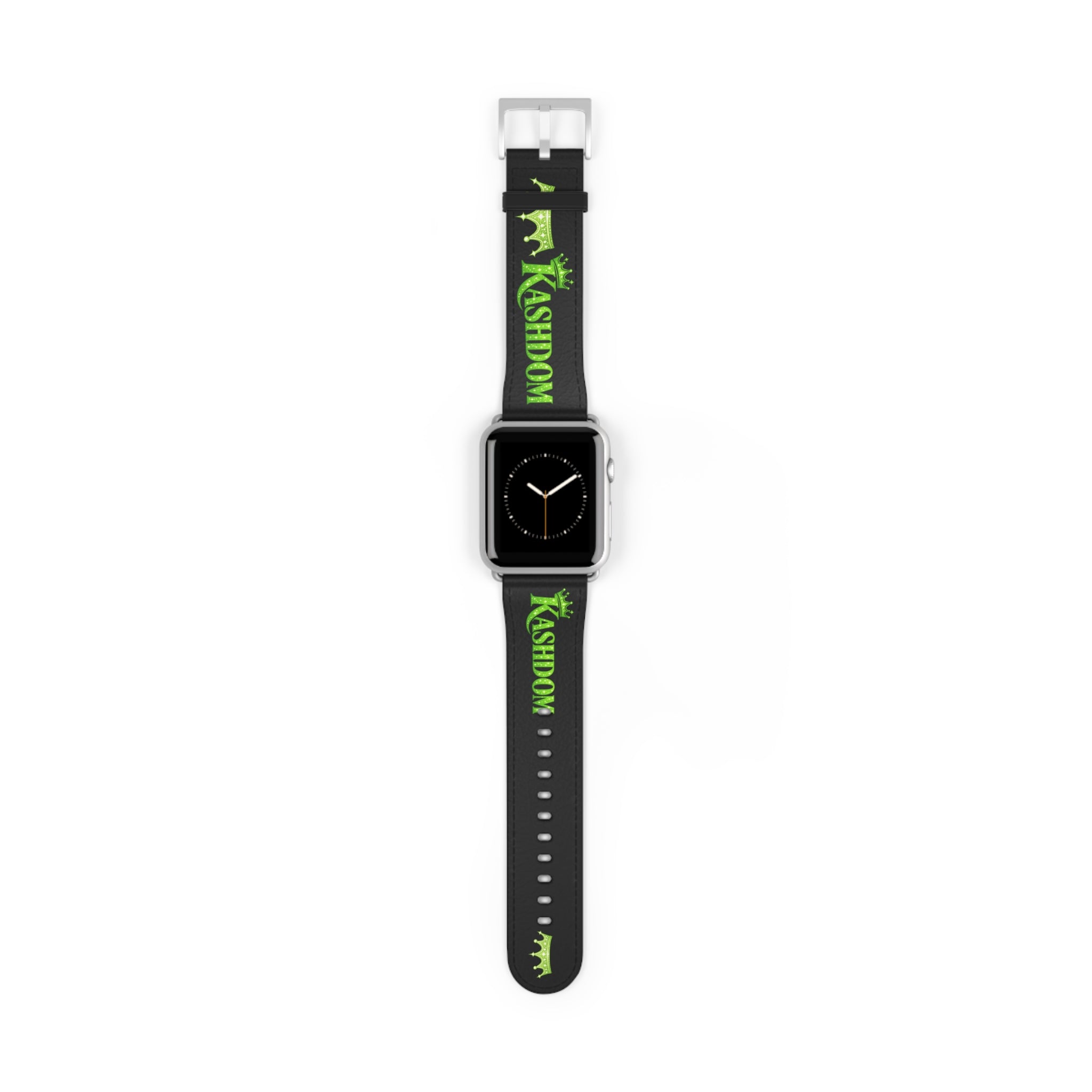 Kashdom Neon Green Logo Watch Band — Black Silicone Apple Watch Strap