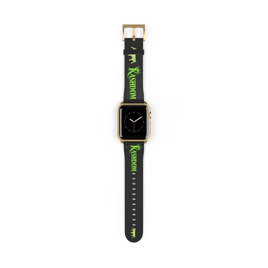 Kashdom Neon Green Logo Watch Band — Black Silicone Apple Watch Strap