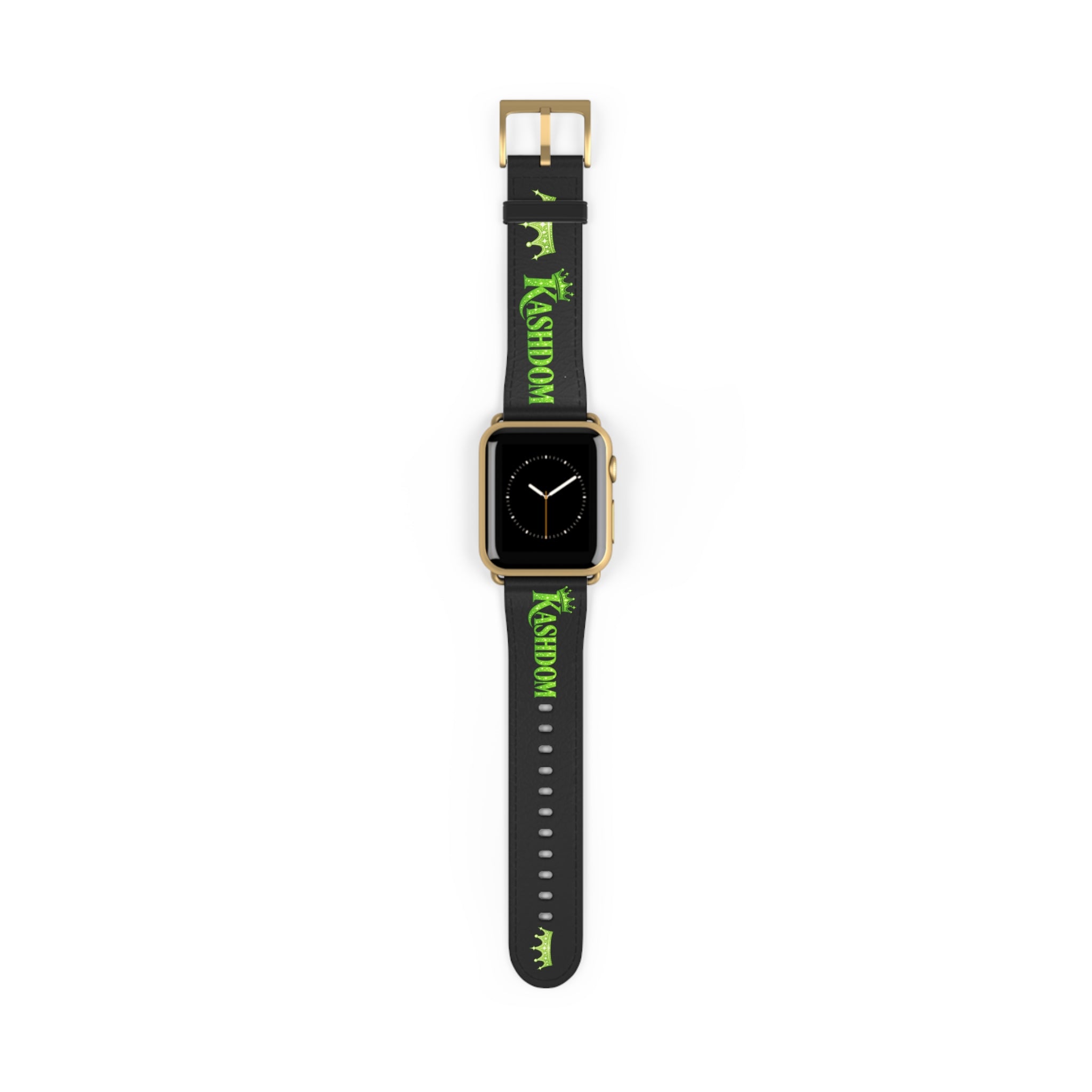Kashdom Neon Green Logo Watch Band — Black Silicone Apple Watch Strap