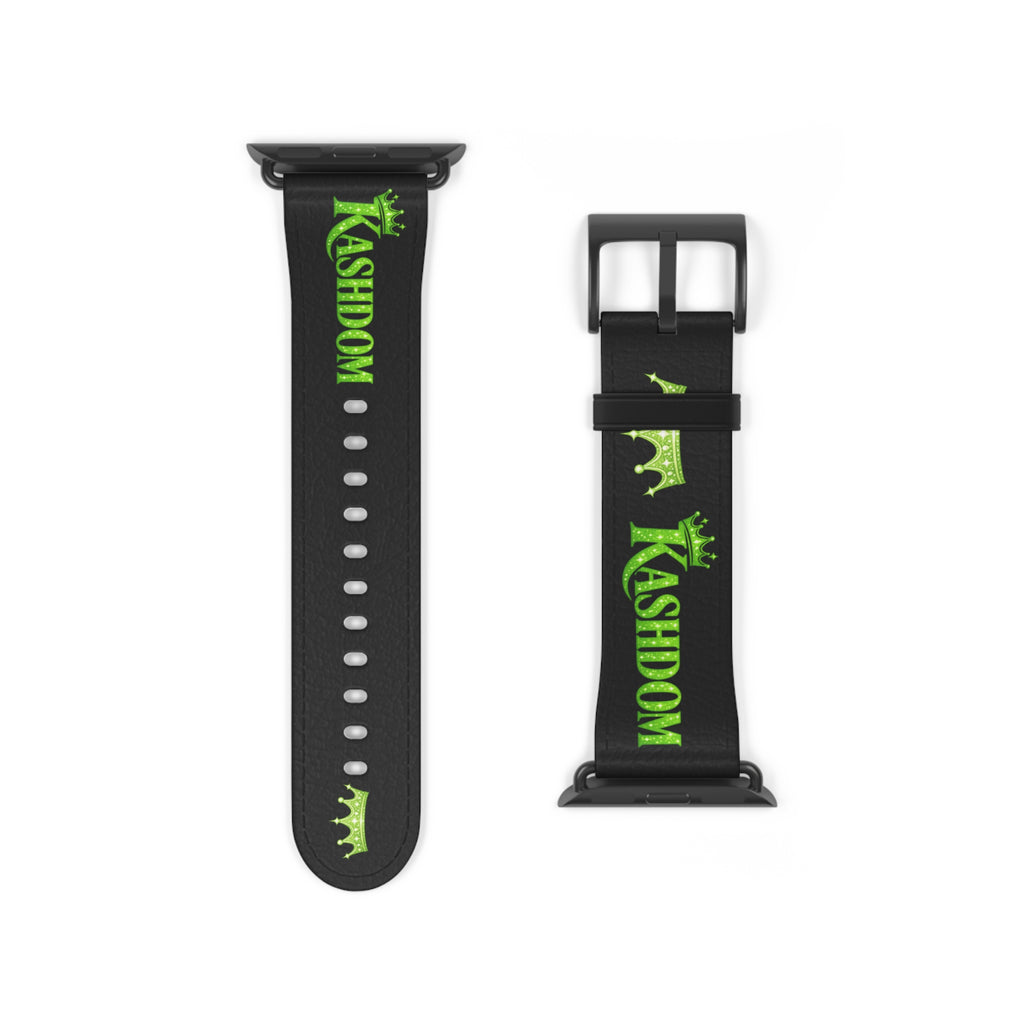 Kashdom Neon Green Logo Watch Band — Black Silicone Apple Watch Strap