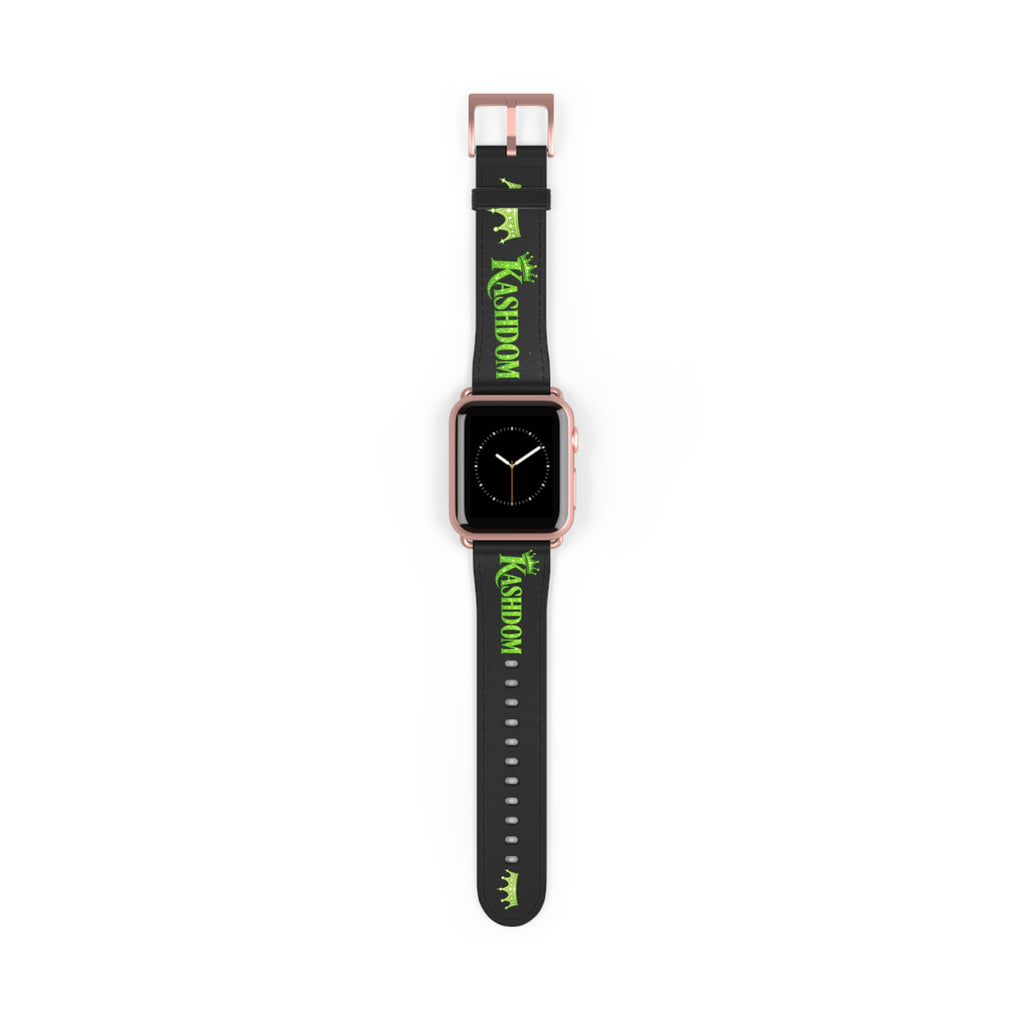 Kashdom Neon Green Logo Watch Band — Black Silicone Apple Watch Strap