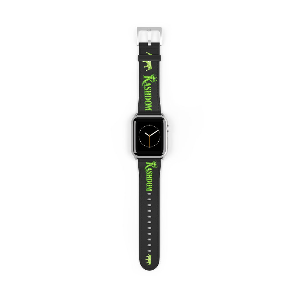 Kashdom Neon Green Logo Watch Band — Black Silicone Apple Watch Strap