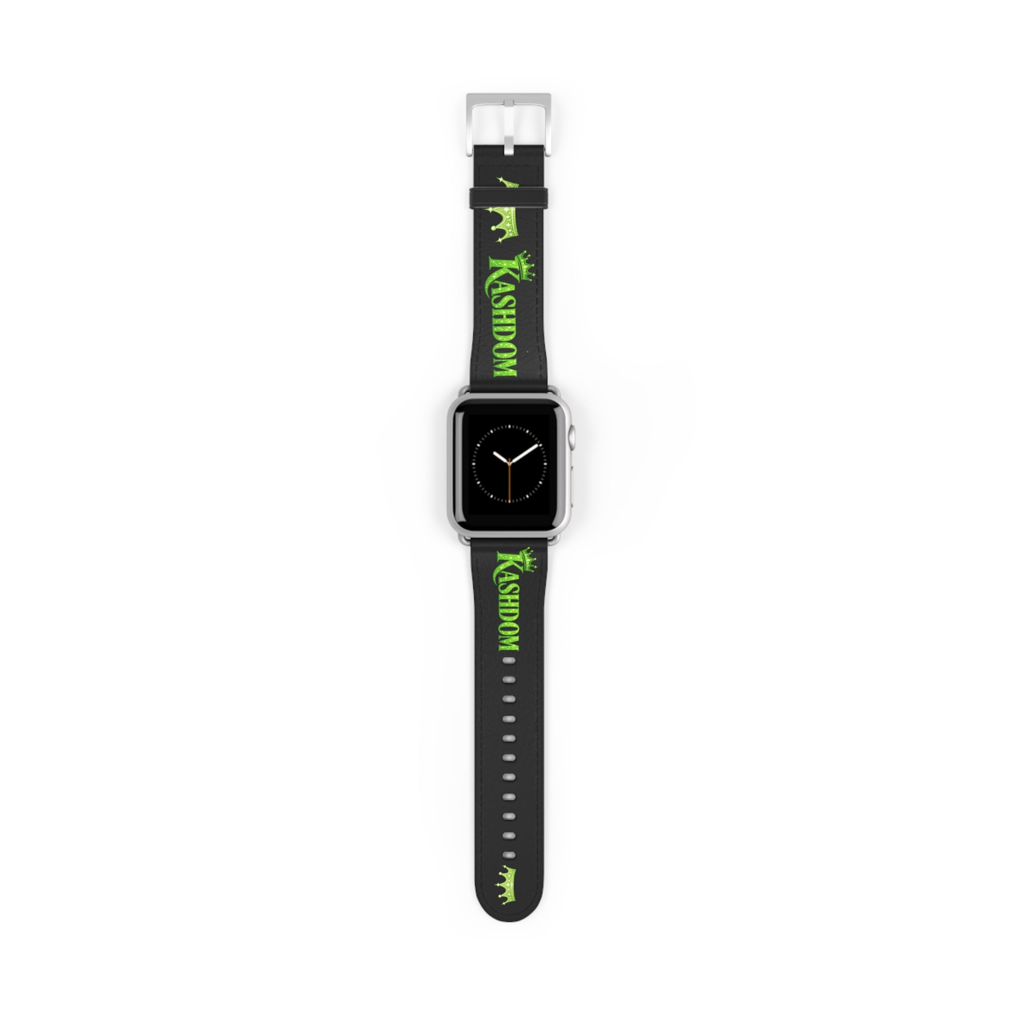 Kashdom Neon Green Logo Watch Band — Black Silicone Apple Watch Strap
