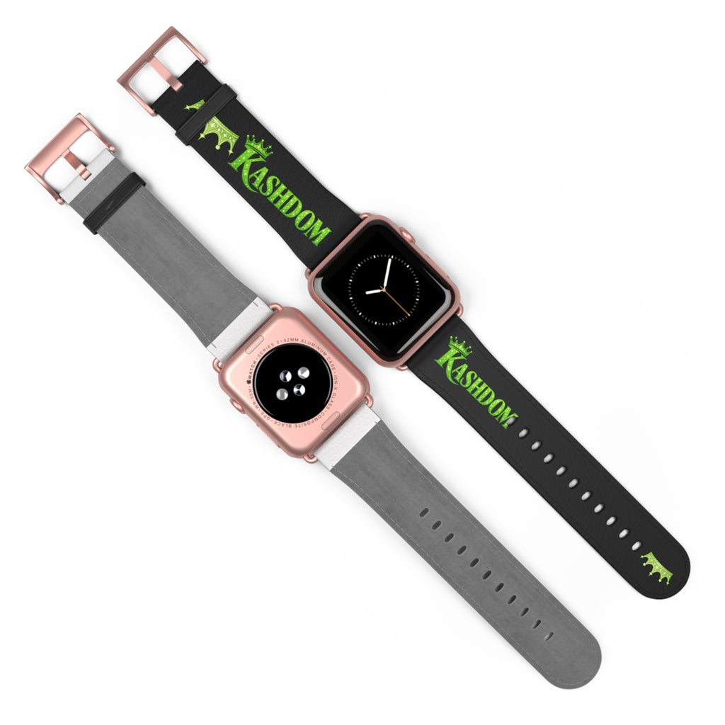 Kashdom Neon Green Logo Watch Band — Black Silicone Apple Watch Strap
