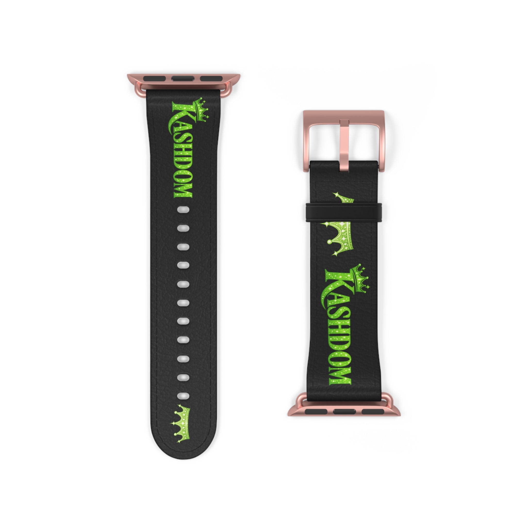 Kashdom Neon Green Logo Watch Band — Black Silicone Apple Watch Strap