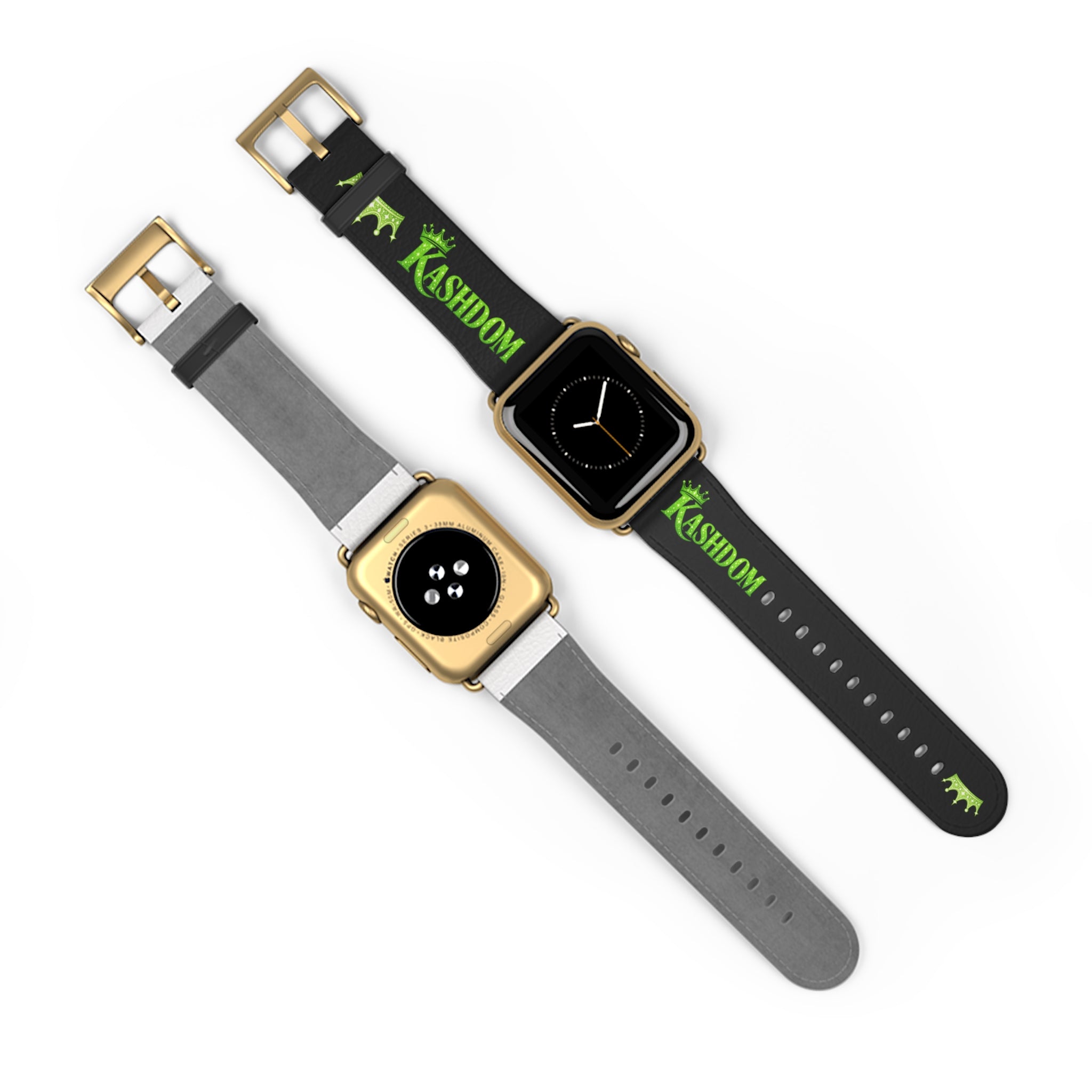 Kashdom Neon Green Logo Watch Band — Black Silicone Apple Watch Strap
